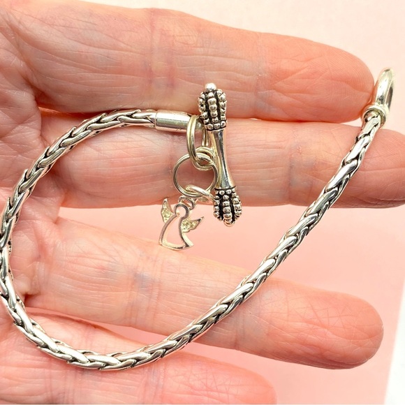 Silver Tone Angel Toggle Clasp Charm Bracelet - Picture 1 of 7